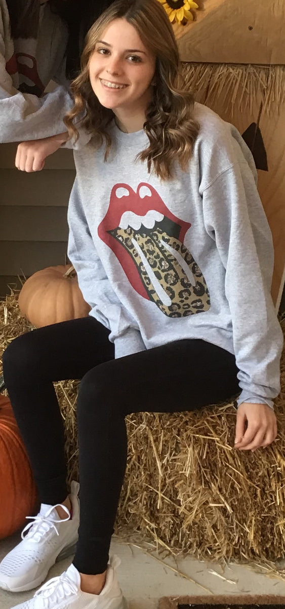 Rolling stones leopard tongue sweatshirt hot sale