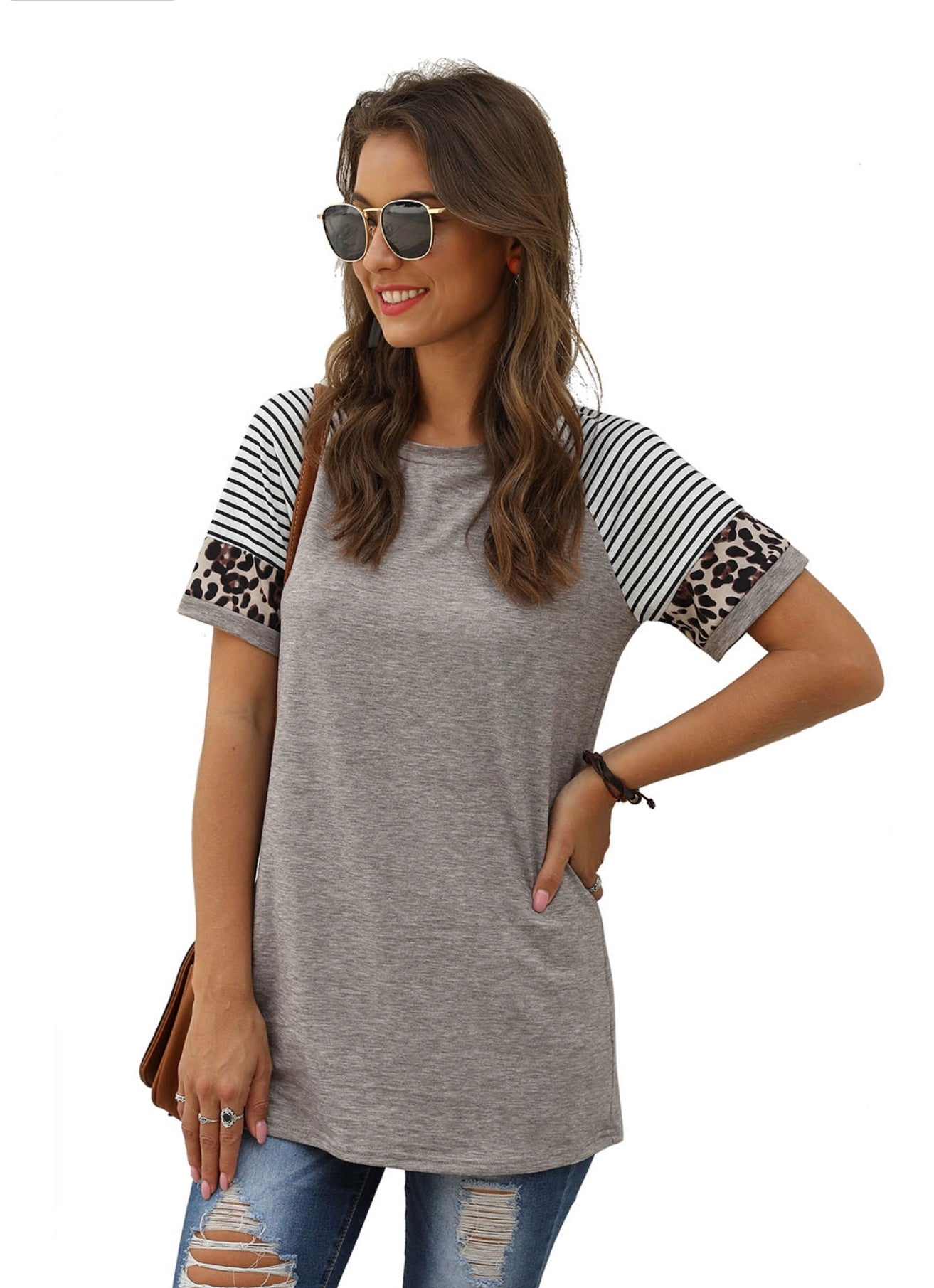 Cozy Leopard Sleeve Tee