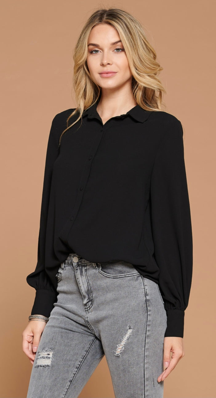 Cozy Button Down Balloon Sleeve Blouse – Cozy Sis Boutique