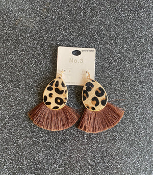 Cozy Leopard Print Tassel Earrings