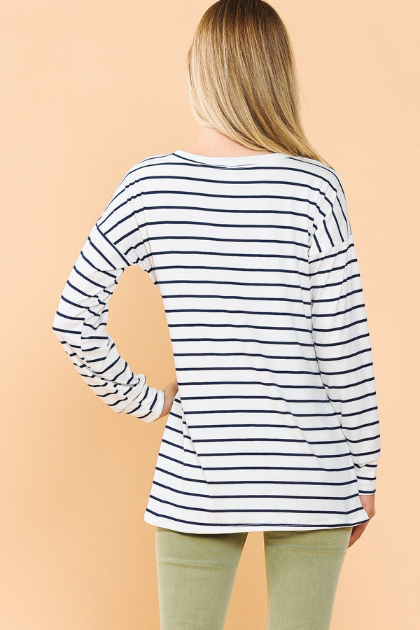 Cozy Long Sleeve Striped Top