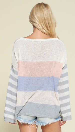 Pastel shop striped sweater