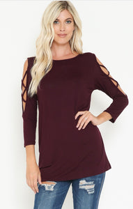 Cozy Crisscross Cold Shoulder Top