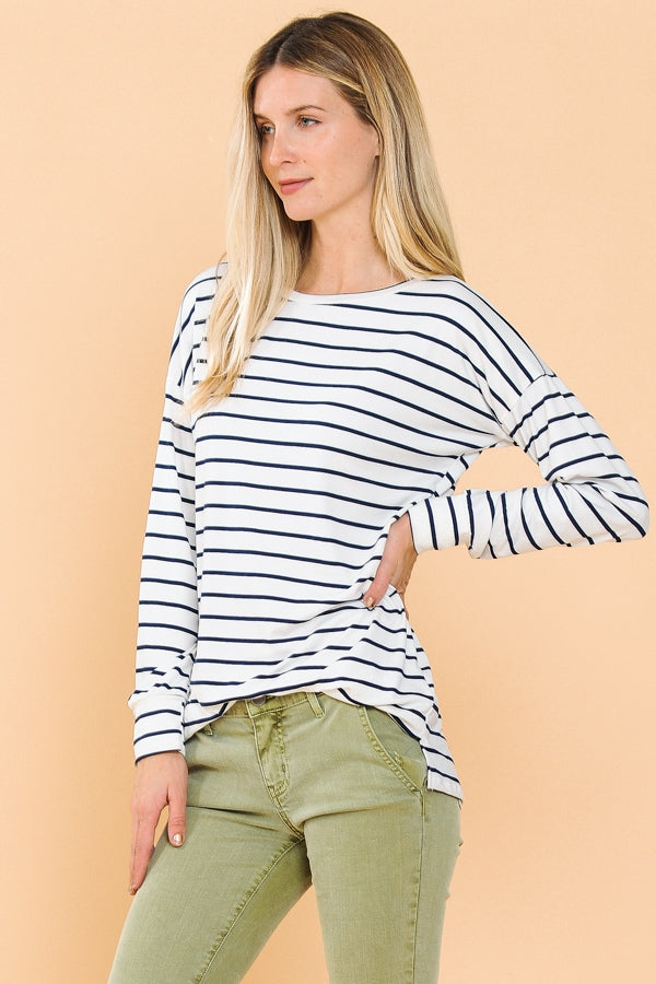 Cozy Long Sleeve Striped Top