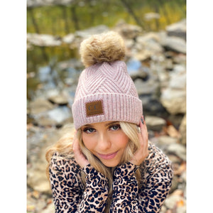 Cozy Large Patch Pom Beanie