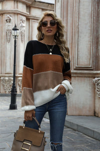 Cozy Color Block Black to Ivory Sweater