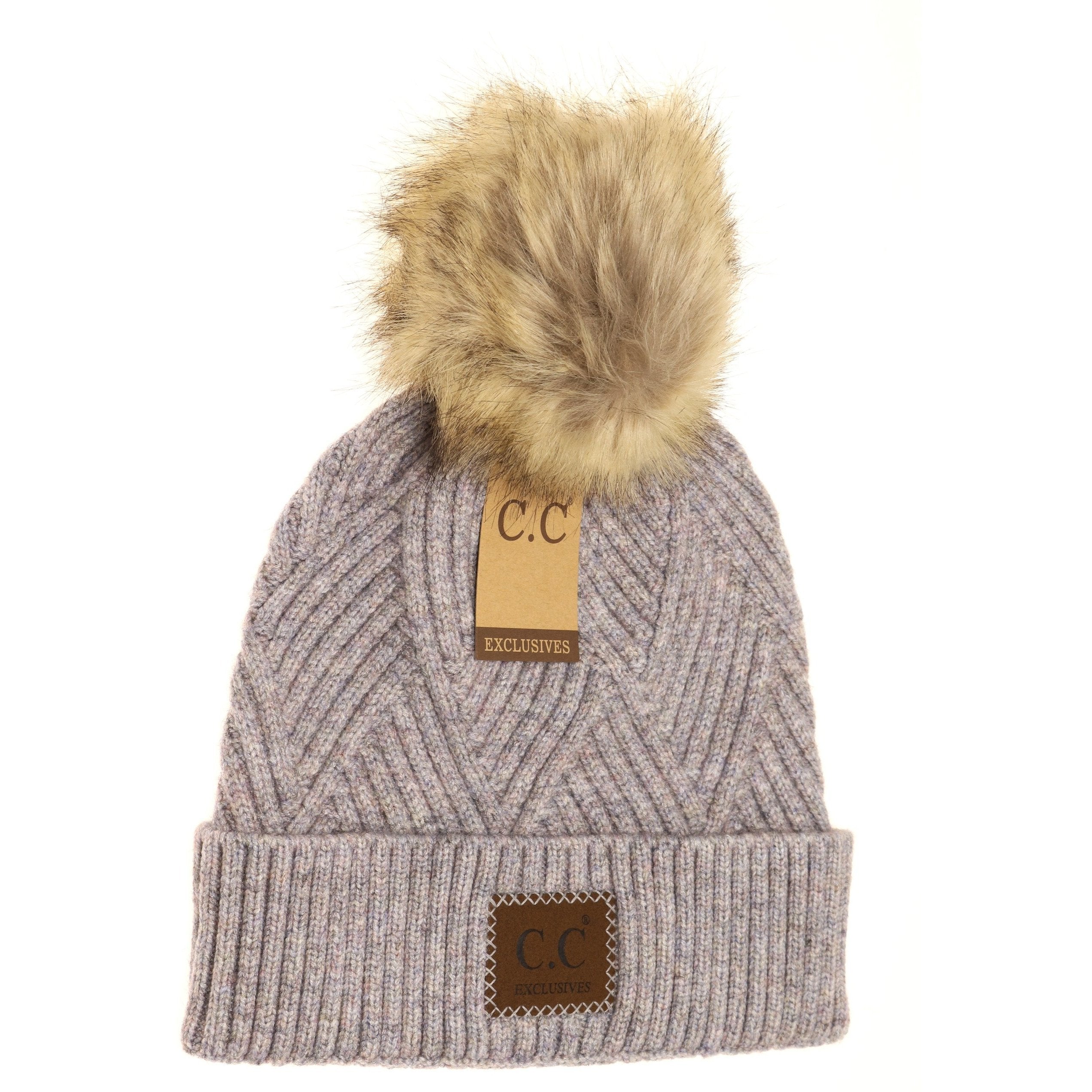 Cozy Large Patch Pom Beanie