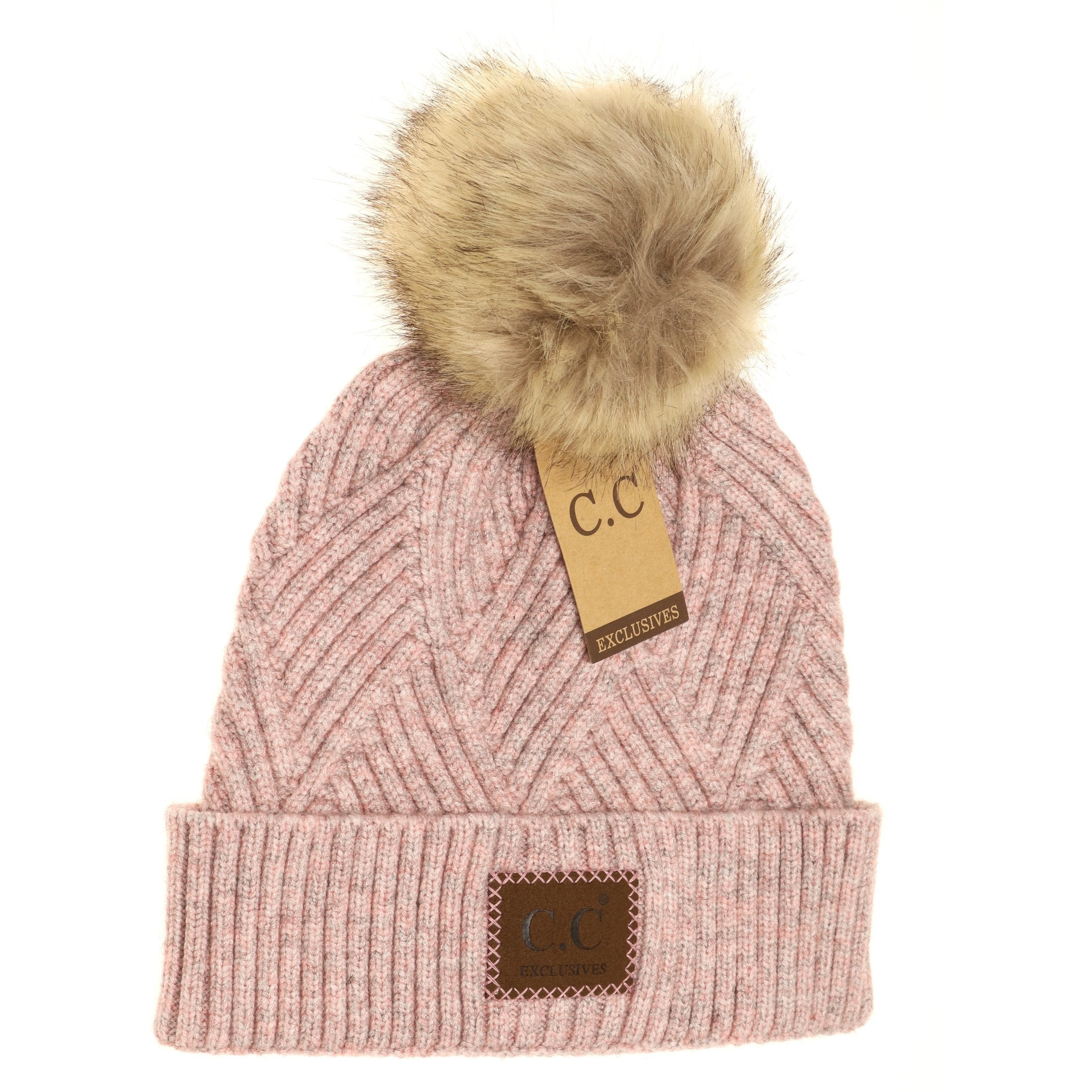 Cozy Large Patch Pom Beanie