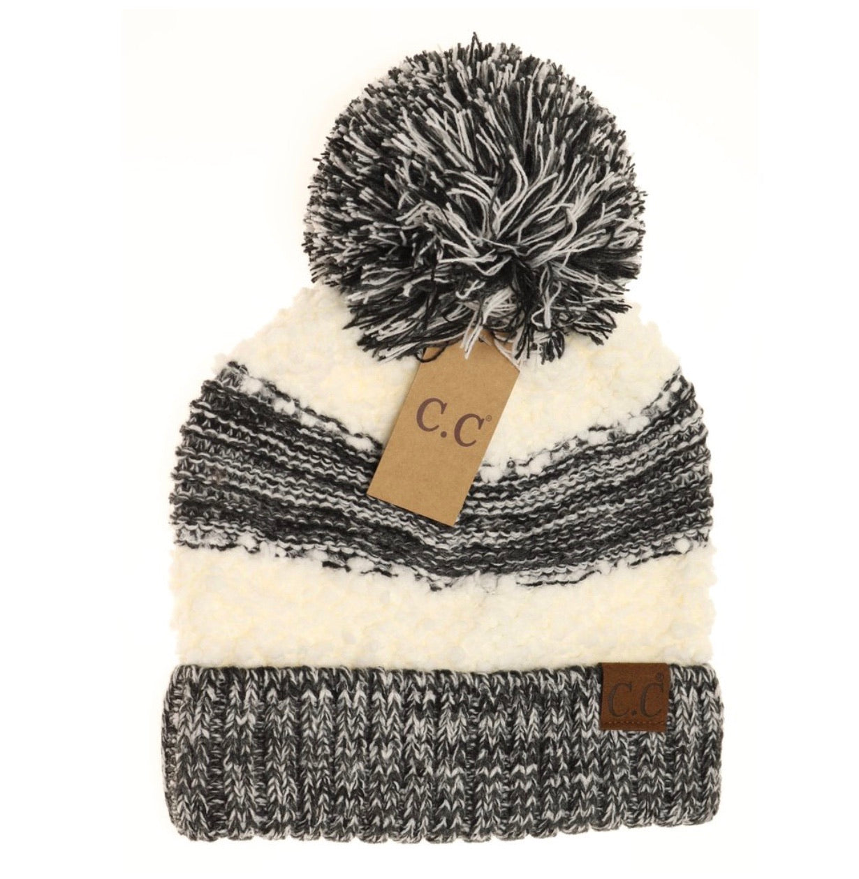 Cozy Popcorn Heathered Knit Pom Beanie